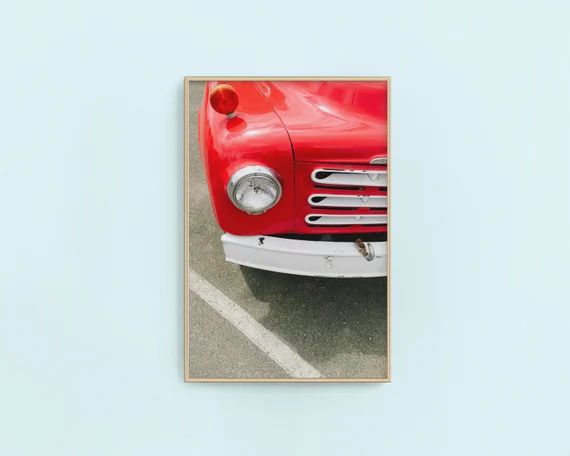 Classic Cherry Red Pickup Truck Digital Art Print | Downloadable + Printable Gallery Wall Art | Etsy (US)