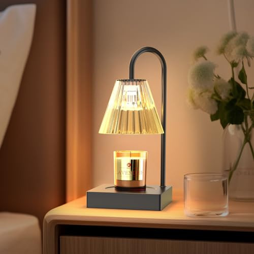 Candle Warmer Lamp with 2 Bulbs, Electric Candle Warmer with Dimmer, Candle Lamp Warmer Compatible with Small & Large Candles, Dimmable Wax Melting Heater Candle Holder for Home Decor (Black) | Amazon (US)