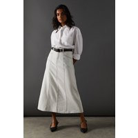 Womens Seam Detail Denim Midi Skirt - White - 12 | NastyGal UK