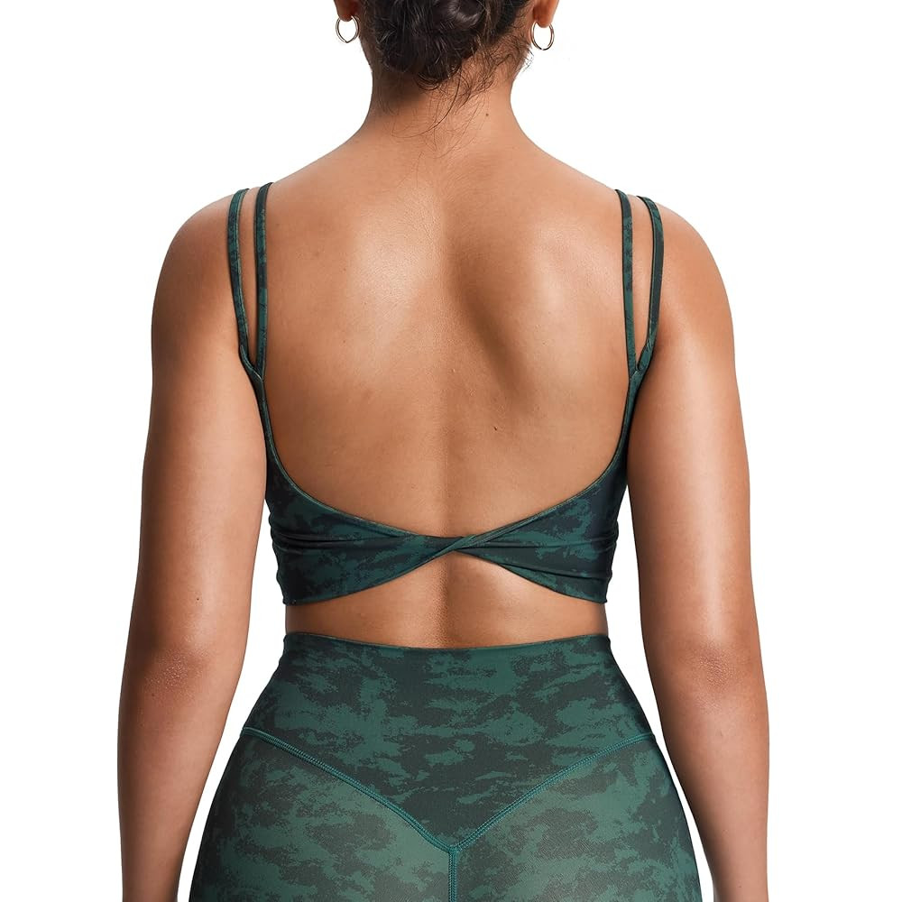 Aoxjox Women's Workout Sports Bras Fitness Yoga Crop Tank Twist Back Cami | Amazon (US)