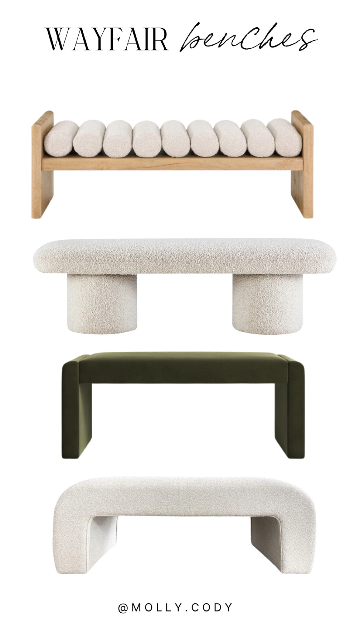 Neutral earthy modern benches for warm modern interiors 

#LTKStyleTip #LTKHome #LTKSeasonal