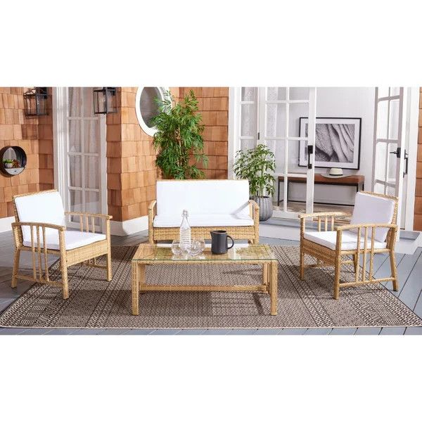 Palace Wicker/Rattan 4 - Person Seating Group with Cushions | Wayfair North America