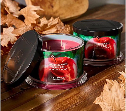 HomeWorx by Slatkin & Co. S/2 Poisoned Apple 18oz Candles | QVC