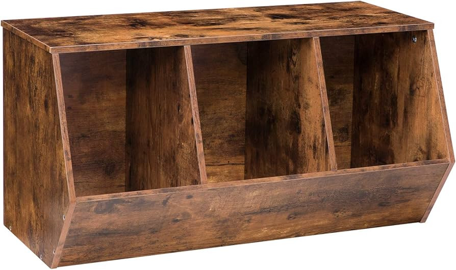 HOOBRO Toy Storage Cubby, Kids Bookshelf, Stackable 3-Bin Toy Storage Cabinet, Bookcase Footboard... | Amazon (US)