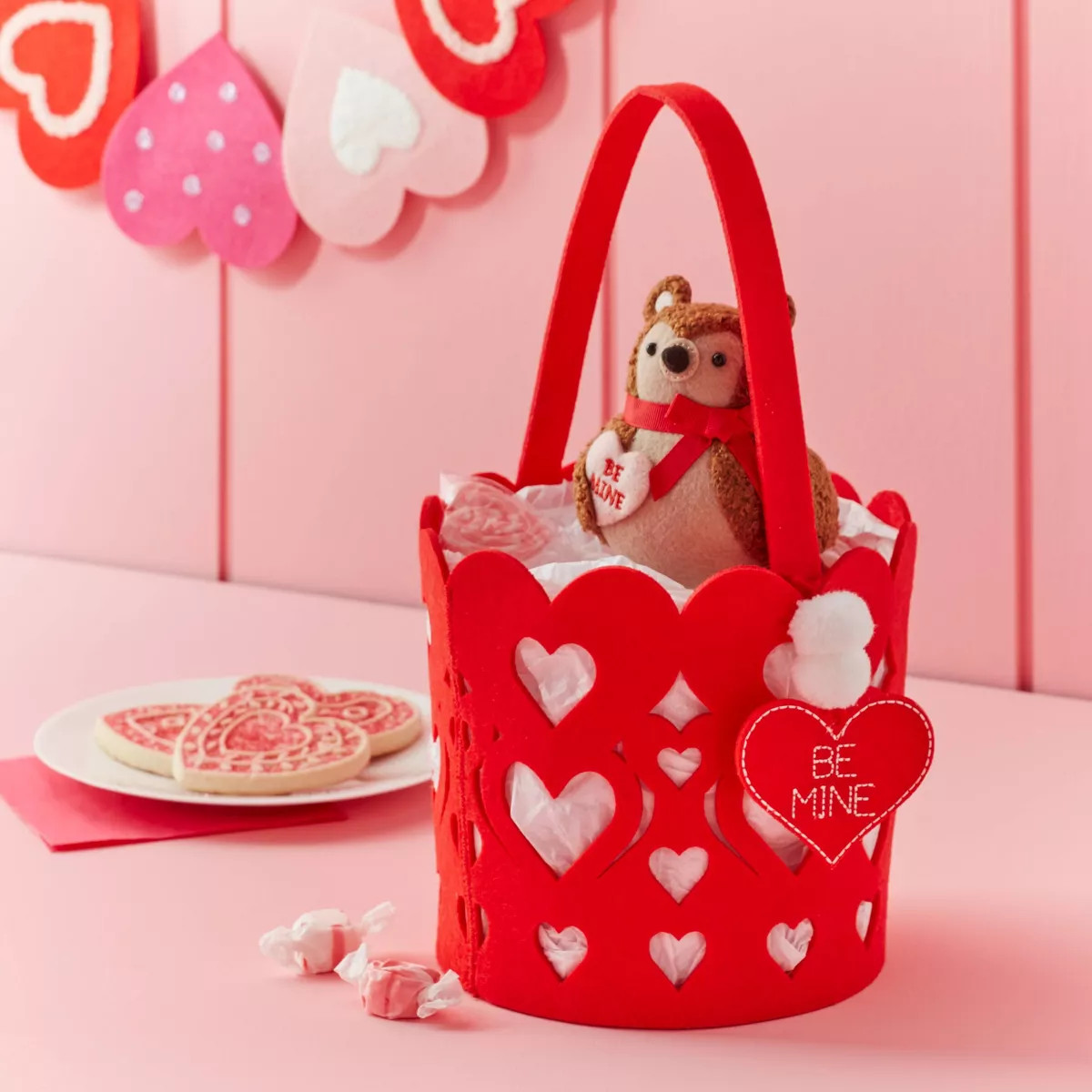 Felt Heart Valentine's Day Basket Red - Spritz™ | Target