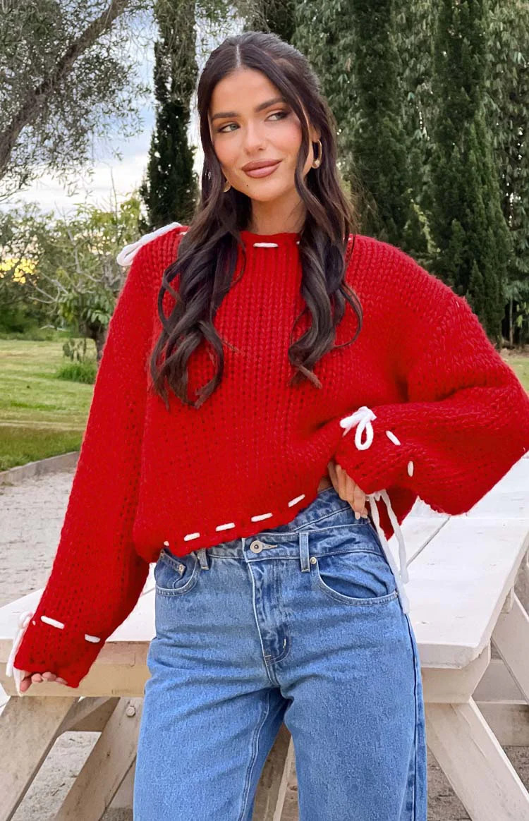 Bea Red Sweater | Beginning Boutique (US)