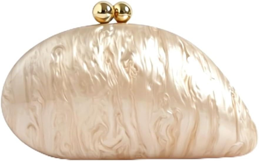 Acrylic Shell Shaped Bag Luxury Marble Clutch Evening Purses for Women Glitter Handbag for Weddin... | Amazon (US)
