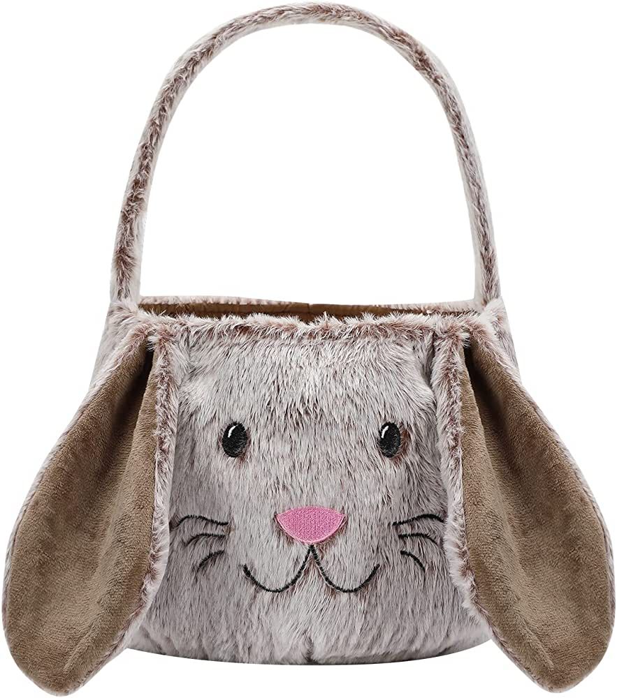 THOVSMOON Easter Bunny Basket for Kids,Cute Easter Bucket Bags with Rabbit Ears for Easter Eggs H... | Amazon (US)
