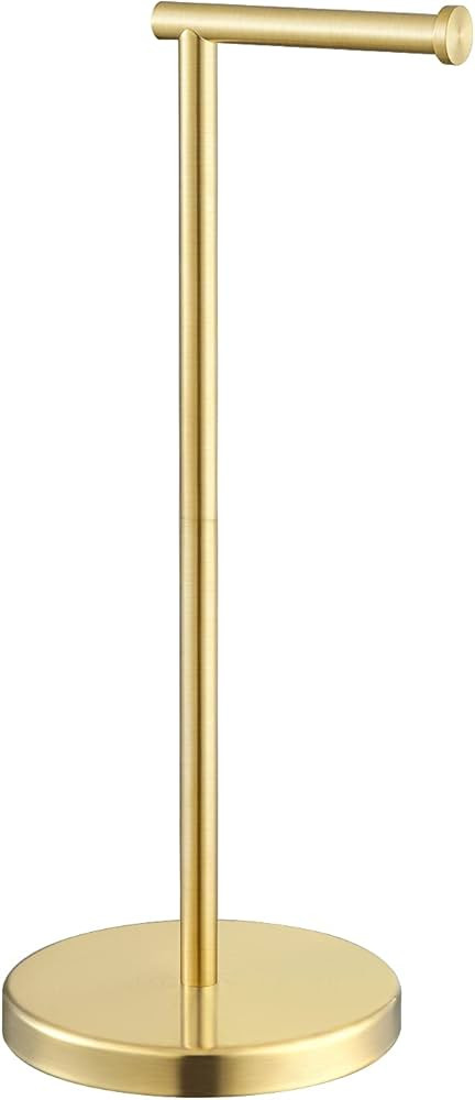 KES Gold Toilet Paper Holder Free Standing SUS 304 Stainless Steel Rustproof Pedestal Lavatory Ti... | Amazon (US)