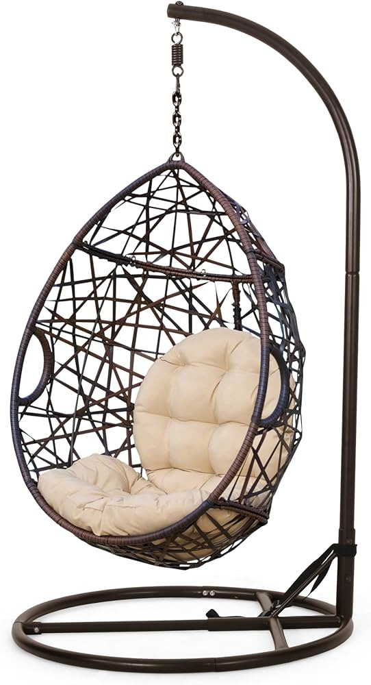 Christopher Knight Home CKH Wicker Tear Drop Hanging Chair, Brown | Amazon (US)