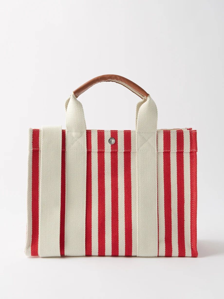 Tote M striped canvas and leather tote bag | Rue De Verneuil | Matches (US)