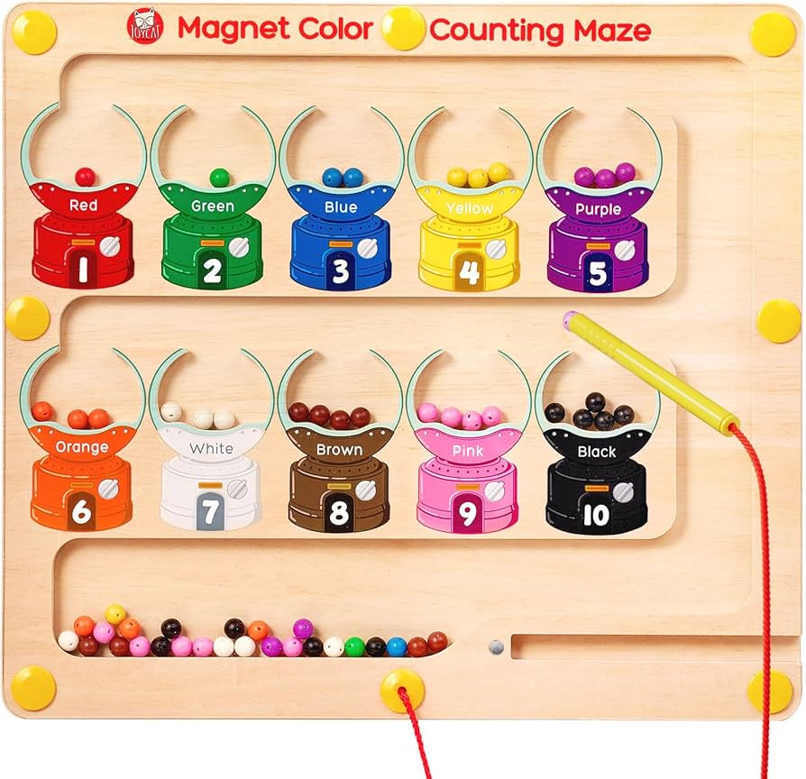 JoyCat Magnetic Color & Number Maze - Montessori Wooden Color Matching Learning Counting Puzzle B... | Amazon (US)