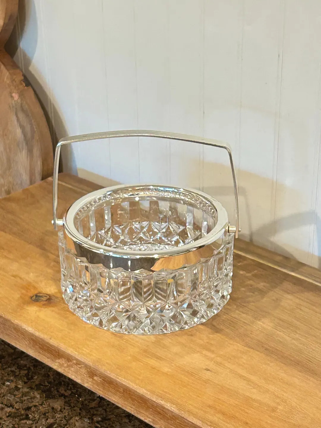 Vintage William Adams Cut Crystal Ice Bucket, Silver Plate Handle, Mid-Century Barware | Etsy (US)