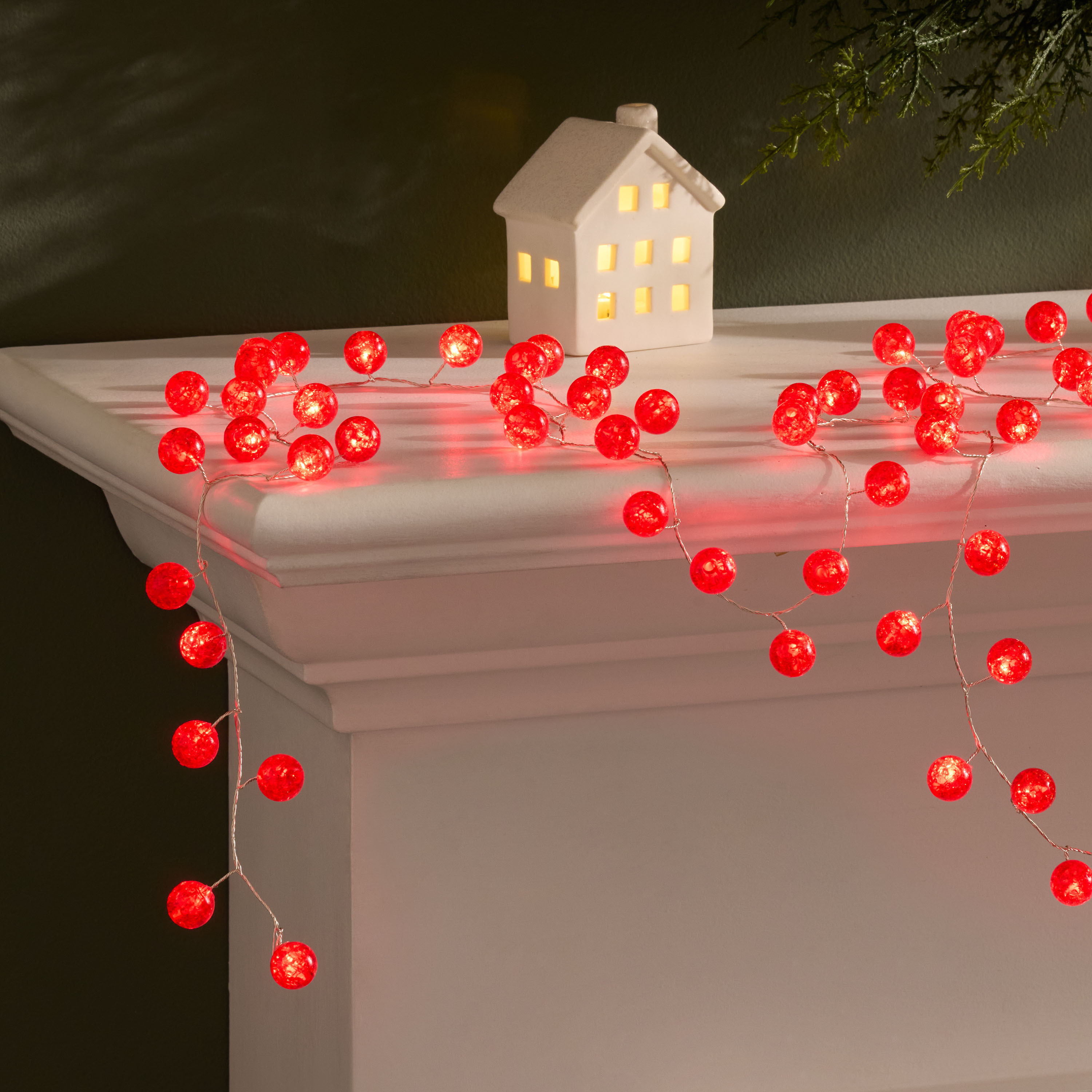 Crackle Orb Micro LED Battery Operated String Light Garland with Timer | World Market