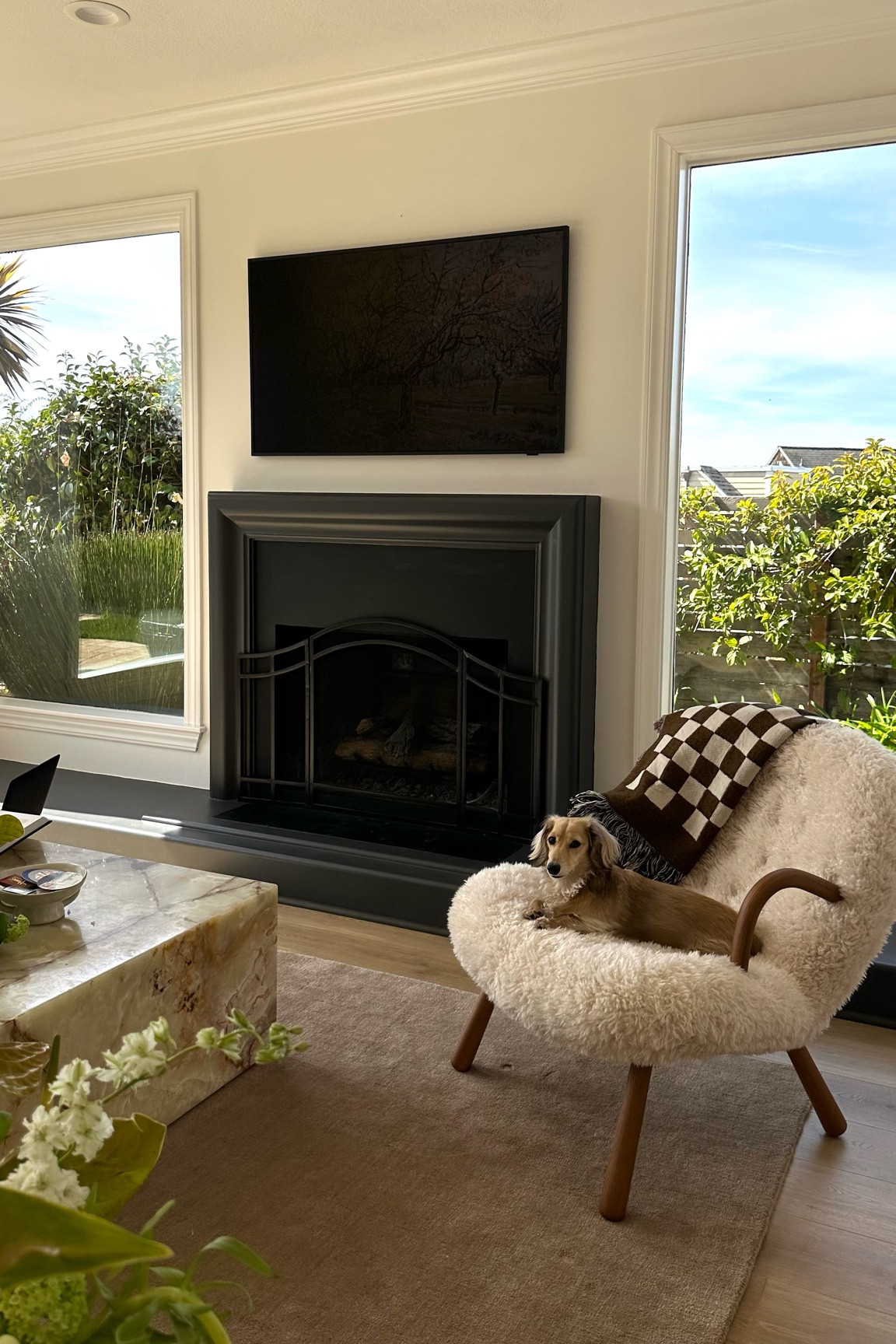 New accent chair is a dreammm ☁️✨ we went with the faux sheepskin for a more textured (and animal friendly) look. Extremely comfortable and pup approved!

#LTKstyletip #LTKhome