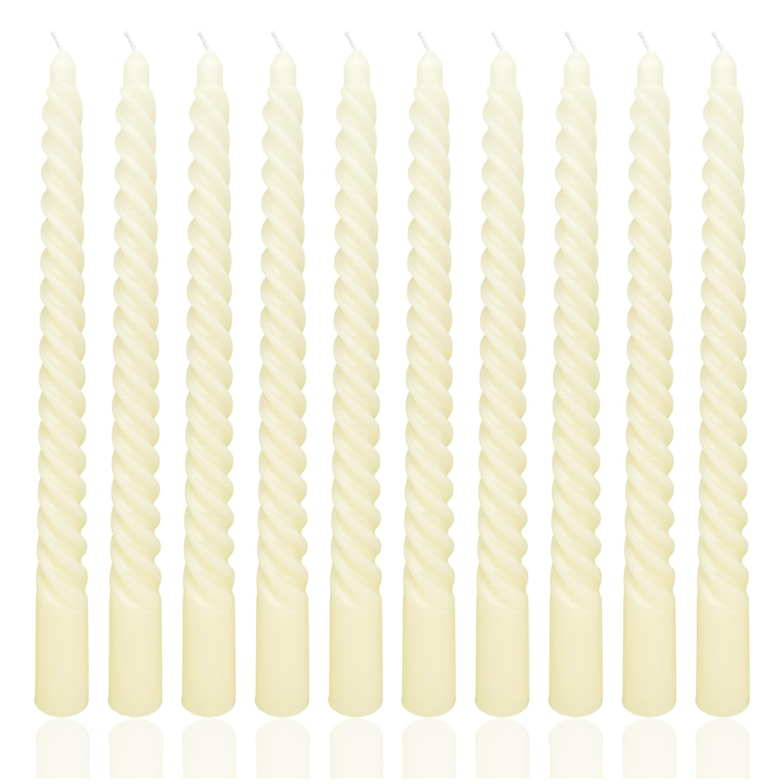 10 Inch Pale Yellow Spiral Taper Candle Set, 10 Pack Unscented Dripless Candlesticks for Dinner P... | Amazon (US)