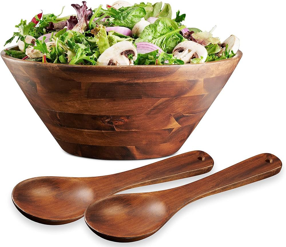 Table Concept Salad Bowl and Salad Servers Set, Acacia Wood Salad Bowls, Fruit Bowl, Serving Bowl... | Amazon (US)