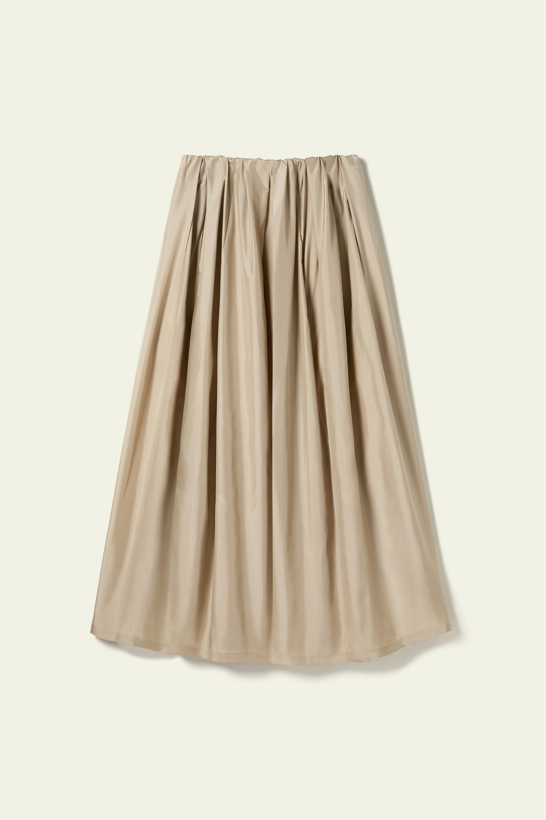 Waist-Pleated Silk Taffeta Skirt | LilySilk