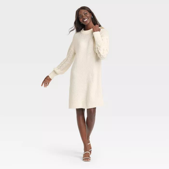 Women's Long Sleeve Cable Knit Sweater Dress - A New Day™ | Target