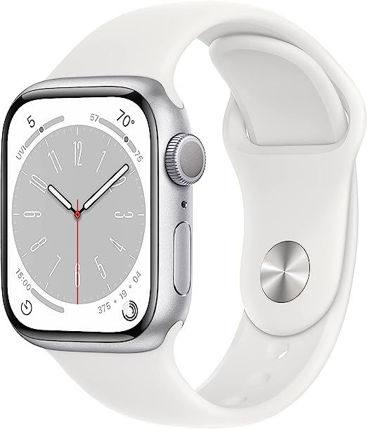 Apple Watch Series 8 [GPS 41mm] Smart Watch w/Silver Aluminum Case with White Sport Band - M/L. F... | Amazon (US)