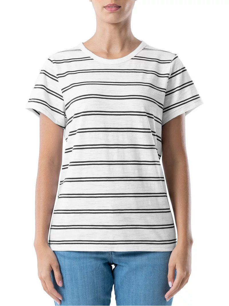 Time and Tru Women's Short Sleeve Slub Crew T-Shirt | Walmart (US)