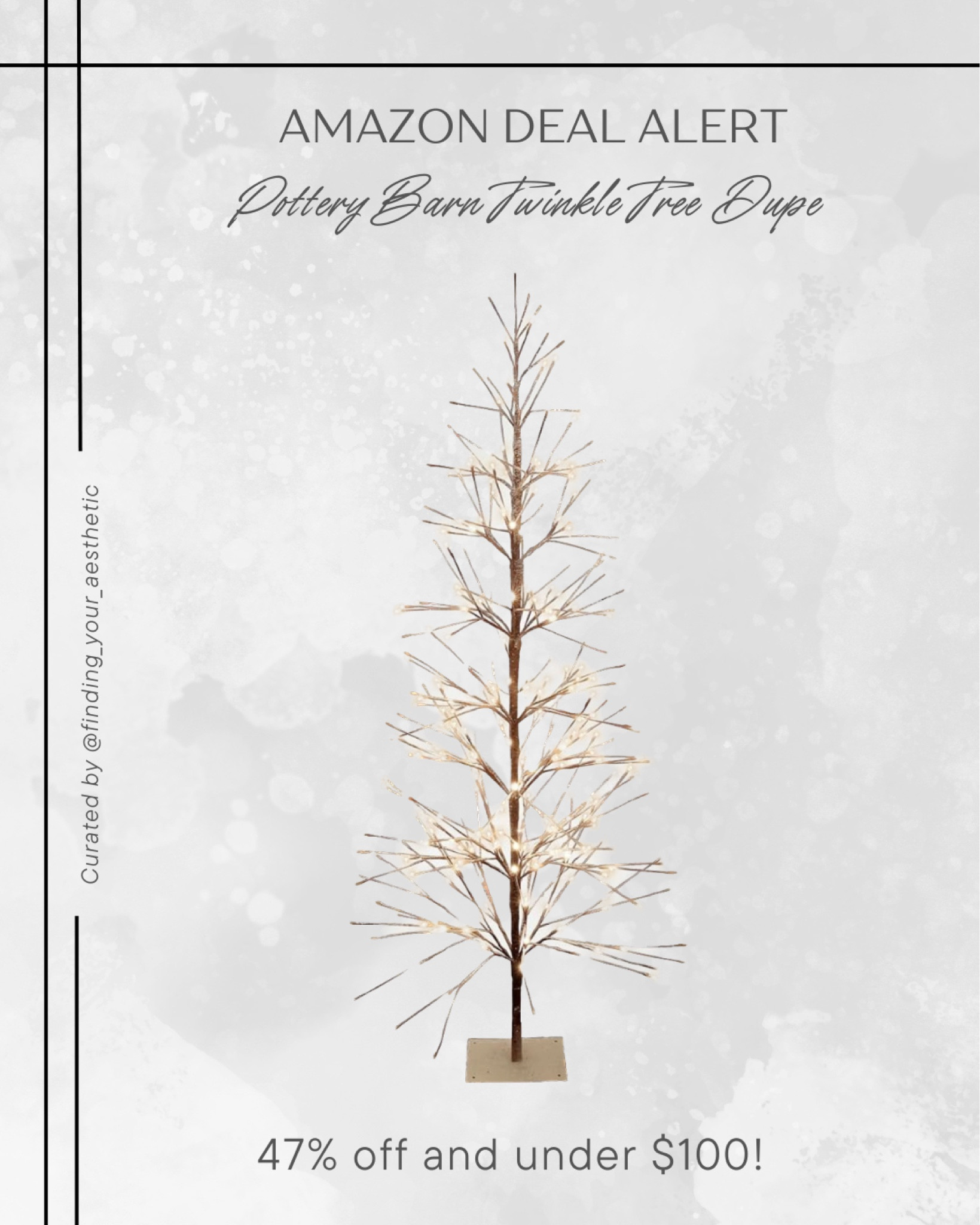 Amazon deal alert: get the pottery barn twinkle tree look for less for your holiday decorating with this amazing deal for a pre-light tree under $100!

Amazon decor, Amazon deals, found on Amazon, Amazon Christmas,  Christmas tree, Christmas decor, pottery barn dupe, look for less decor, sale decor

#LTKHoliday #LTKhome #LTKSeasonal