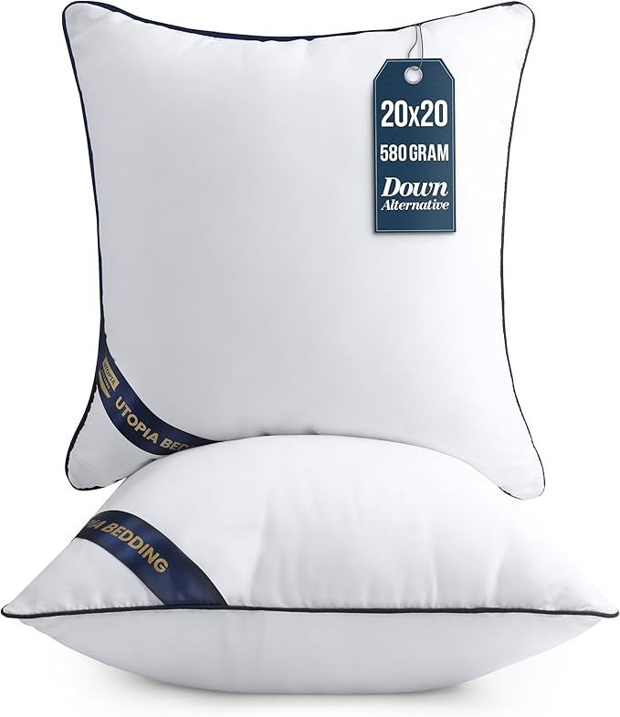 Utopia Bedding Throw Pillow Inserts (Pack of 2, White), 20 x 20 Inches Decorative Indoor Pillows ... | Amazon (US)