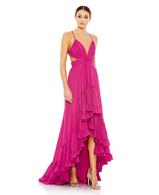 Mac Duggal Women's Ieena Tiered Cut Out Sleeveless Gown - Macy's | Macy's