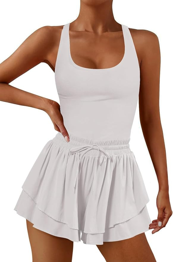 ReachMe Womens Running Workout Rompers One Piece Outfits Exercise Golf Skorts Onesie Athletic Ten... | Amazon (US)