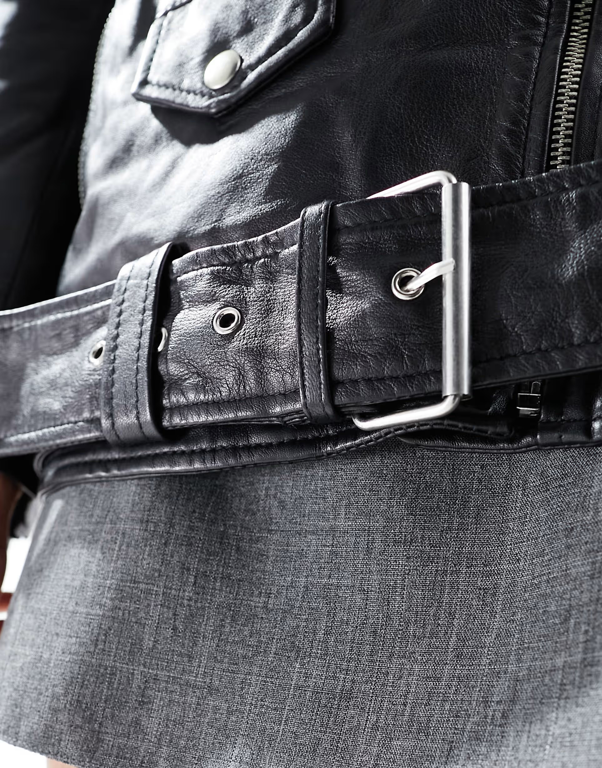 ASOS DESIGN oversized premium real leather biker jacket in black | ASOS (Global)