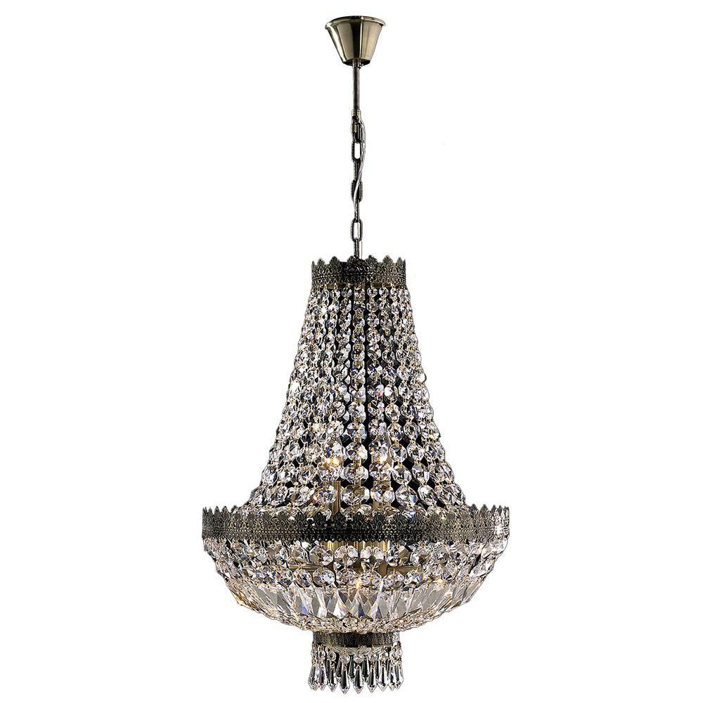 Worldwide Lighting Metropolitan 6-Light Antique Bronze Crystal Chandelier | The Home Depot