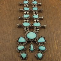 Large Vintage Sterling Silver & Light Blue Turquoise Squash Blossom Necklace | Etsy (US)