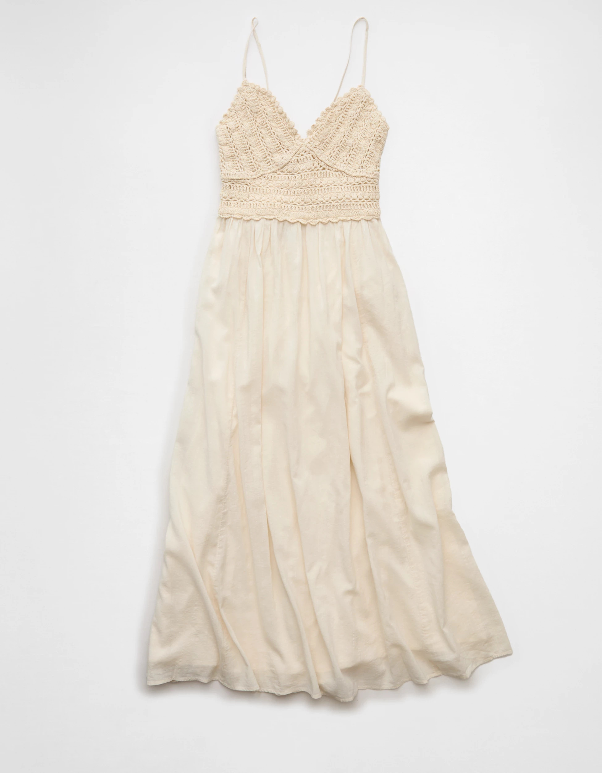 AE V-Neck Crochet Midi Dress | American Eagle Outfitters (US & CA)
