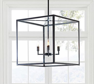 Manor Glass & Iron Square Pendant | Pottery Barn (US)