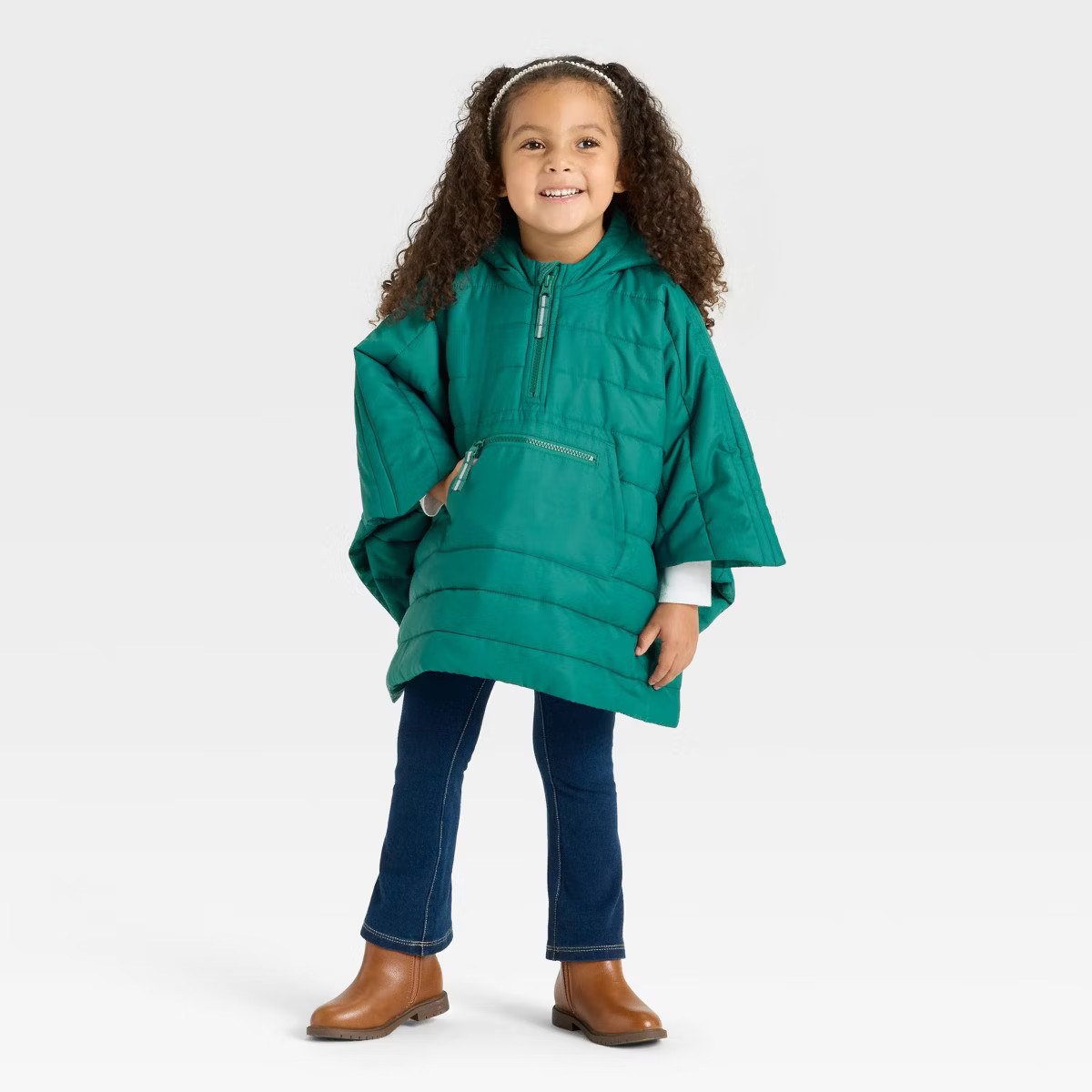 Toddler Girls' Hooded Puffer Jacket - Cat & Jack™ Green | Target
