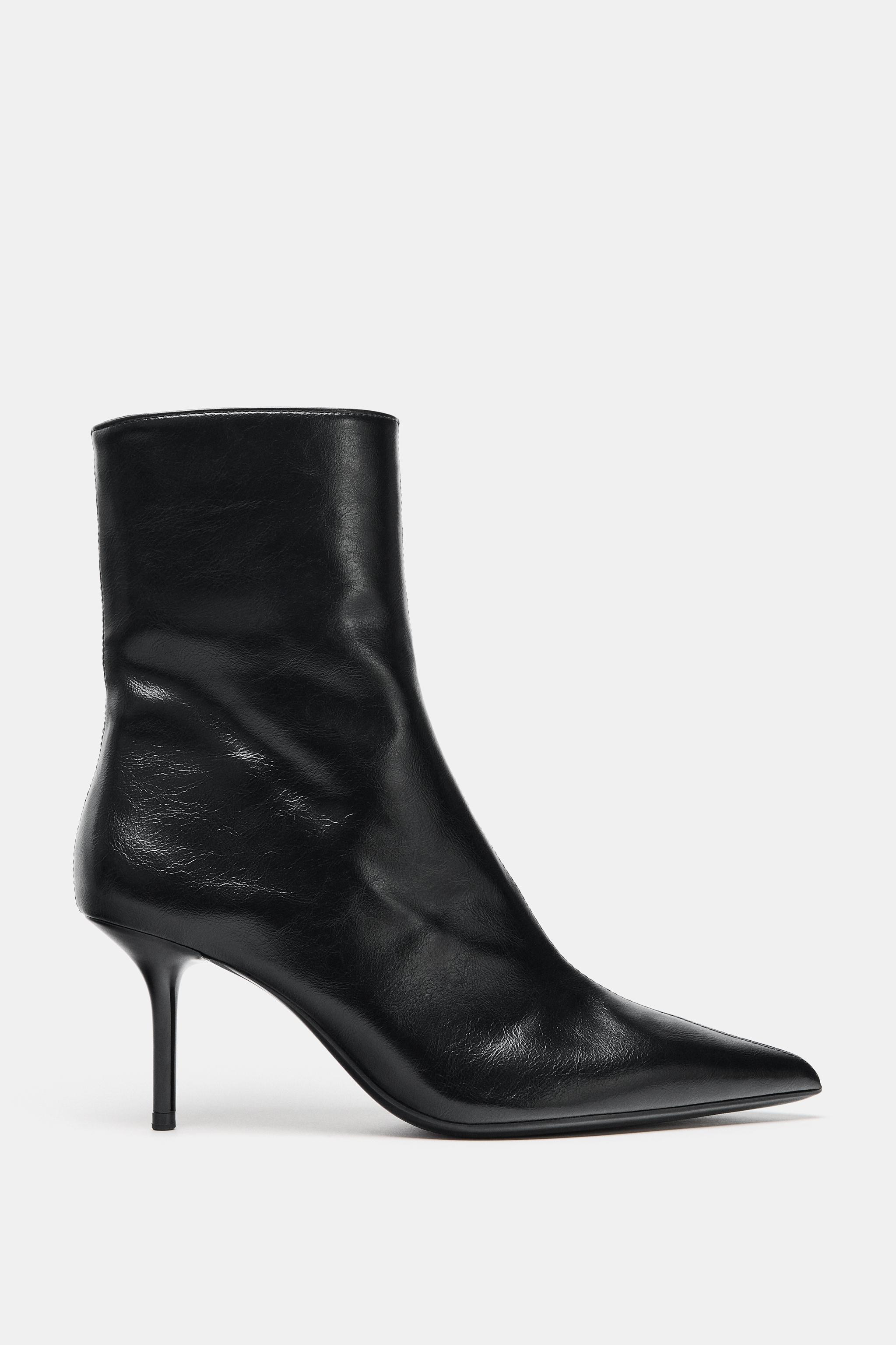 CRACKLED EFFECT HEELED ANKLE BOOTS | Zara US