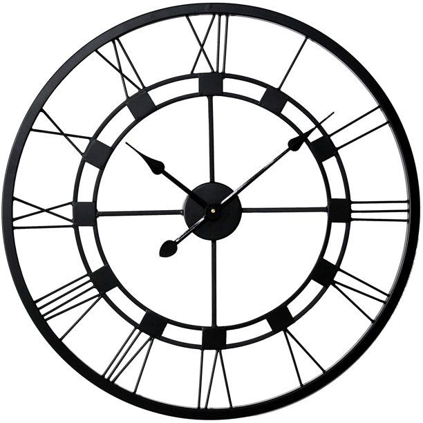 30 Inch Black Metal Large Wall Clock Decorative, European Retro Clock Roman Numerals, Silent Batt... | Walmart (US)