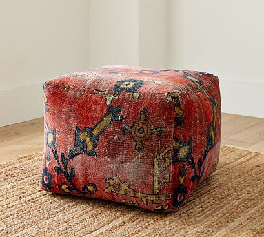 Dara Velvet Printed Pouf | Pottery Barn (US)