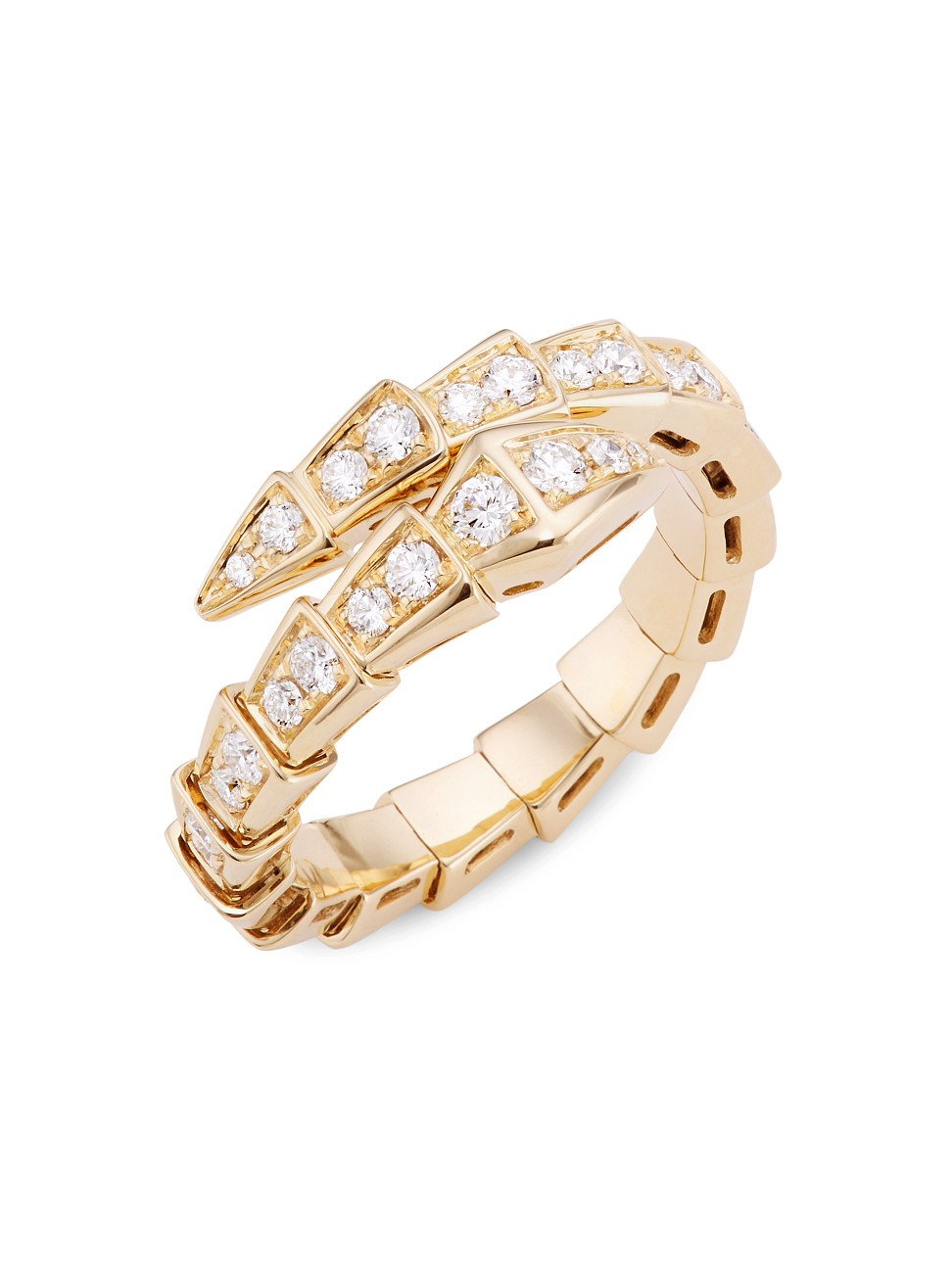 Women's Serpenti Viper 18K Yellow Gold & Diamond Wrap Ring - Gold - Size Medium - Gold - Size Medium | Saks Fifth Avenue