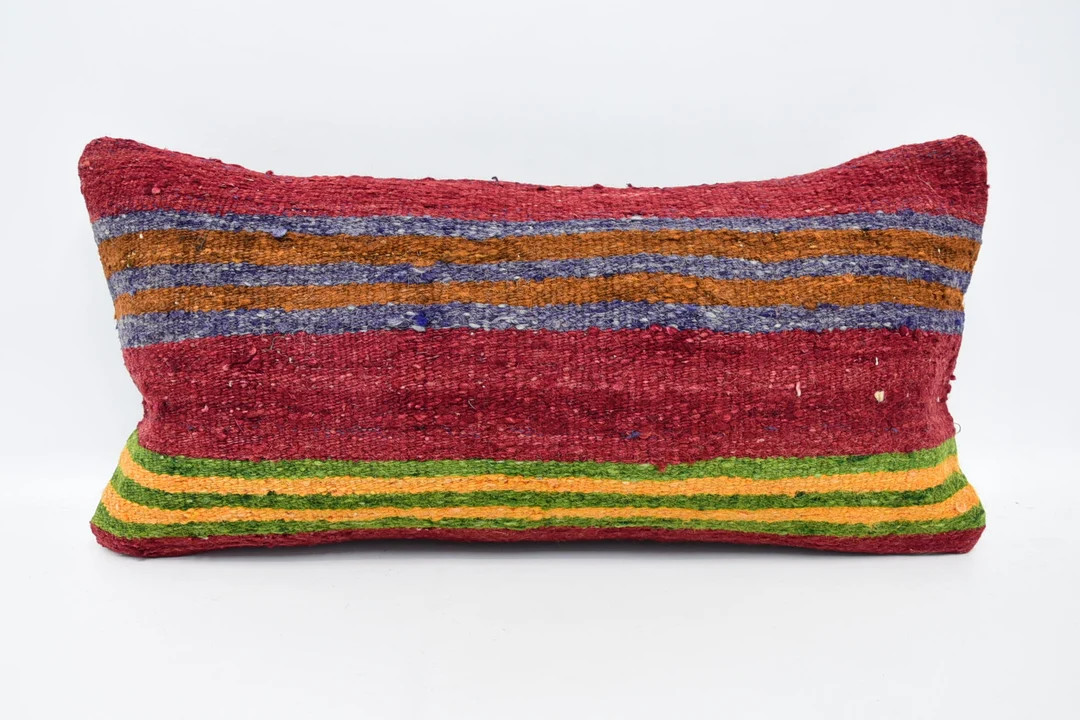 Kilim Pillow Cover, Kilim Pillows, Personalized Gift, 12x24 Pink Pillow Cover, Striped Pillow, Re... | Etsy (US)