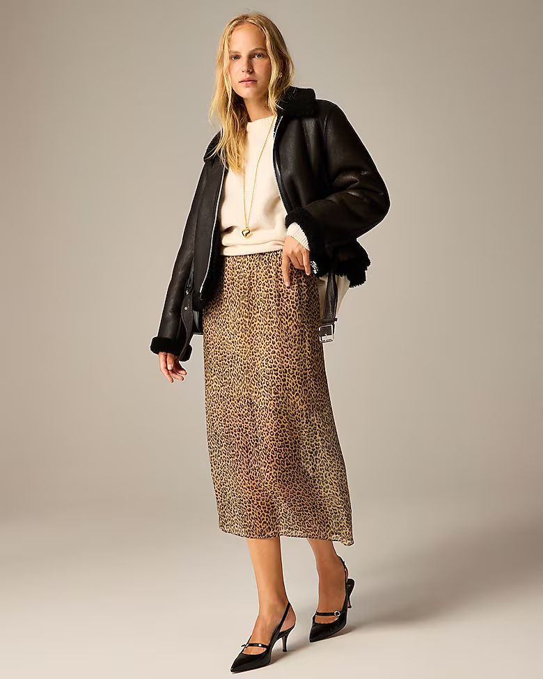 Gwyneth layered slip skirt in leopard crinkle chiffon | J. Crew US