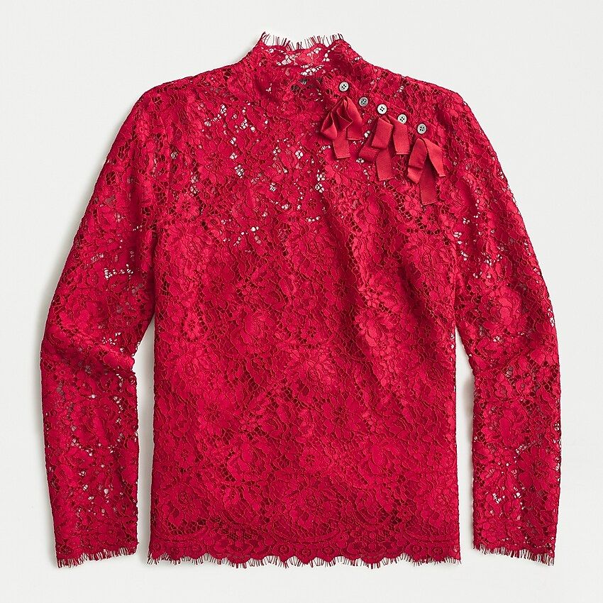 Mockneck top in floral lace | J.Crew US