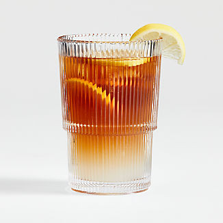 Atwell Stackable Textured Ribbed Highball Glass + Reviews | Crate & Barrel | Crate & Barrel
