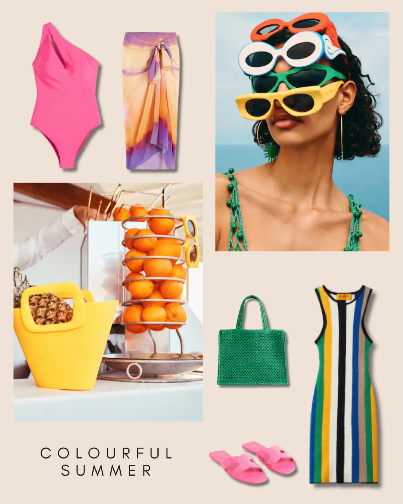 Colorful summer 🌞

outfit inspiration, summer style, H&M, Mango, green large paper straw shopper, pink flip flops, sarong, beach inspo, one shoulder swimsuit, sunglasses with irregular crystals, multicolor knitted midi dress, mini bag with geometric design and logo, Netherlands. 

#LTKSeasonal #LTKstyletip #LTKeurope