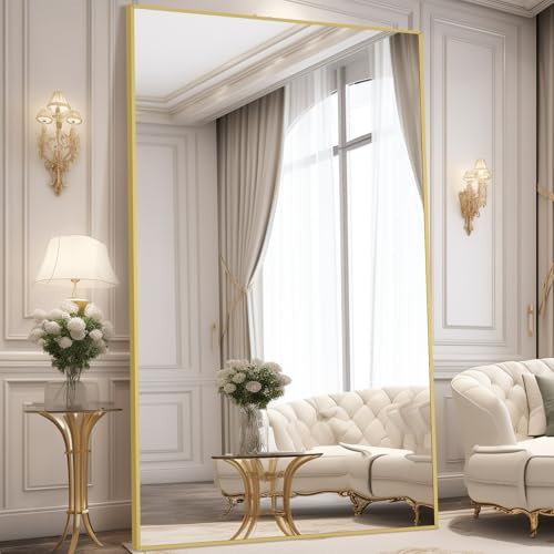 MELOMOIR Full Length Mirror, 44"x72" Oversized Floor Mirror Freestanding, Large Full Body Mirror for Bedroom Living Room Home Gym, Gold Mirror Full Length with Tempered Glass, Wall Mirror Full Length | Amazon (US)