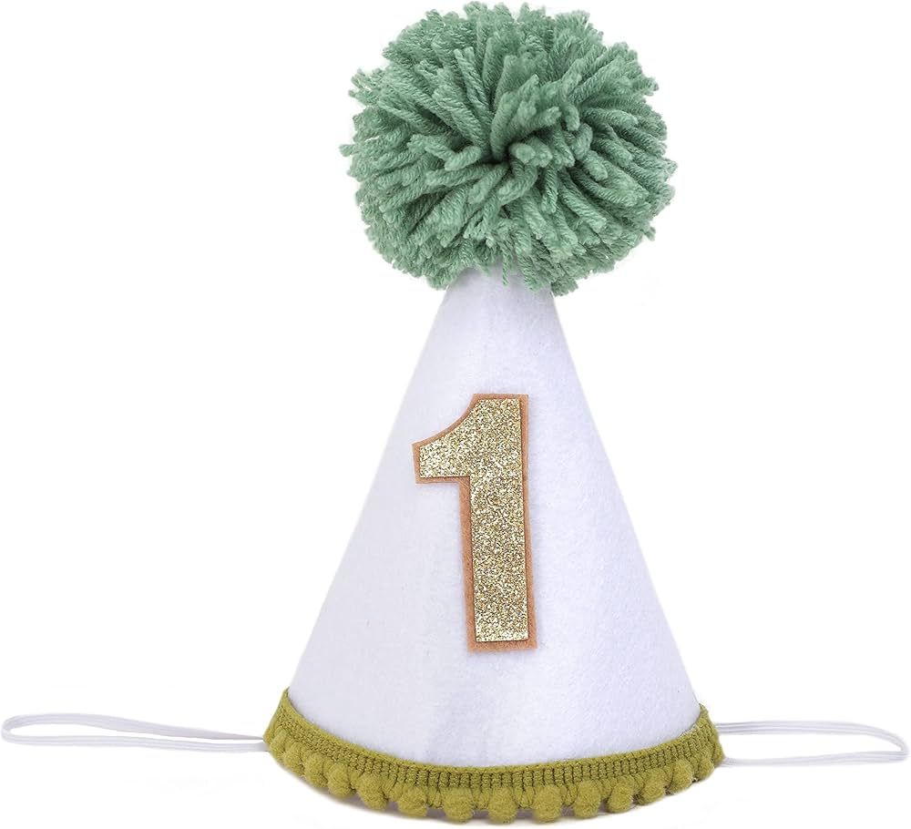 VAVAYAO Olive Green 1st Birthday Hat - Wool Felt Handmade 1st Birthday Hat, first birthday hat, S... | Amazon (US)