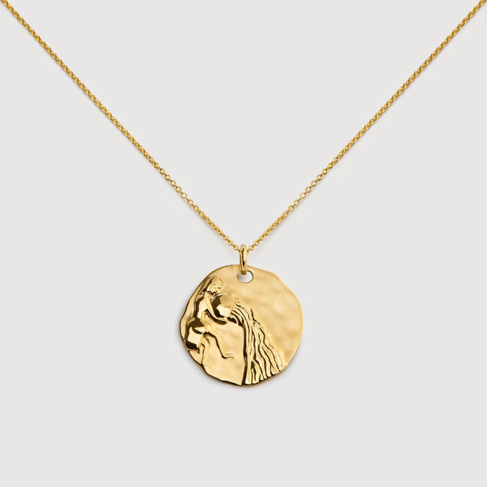 Gold Aquarius Zodiac Chain Necklace | Monica Vinader (US)