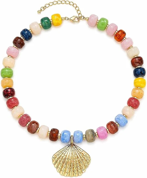 Leaf Resin Chunky Beaded Necklace for Women, Simple Modern Style Necklace Jewelry Accessory | Walmart (US)