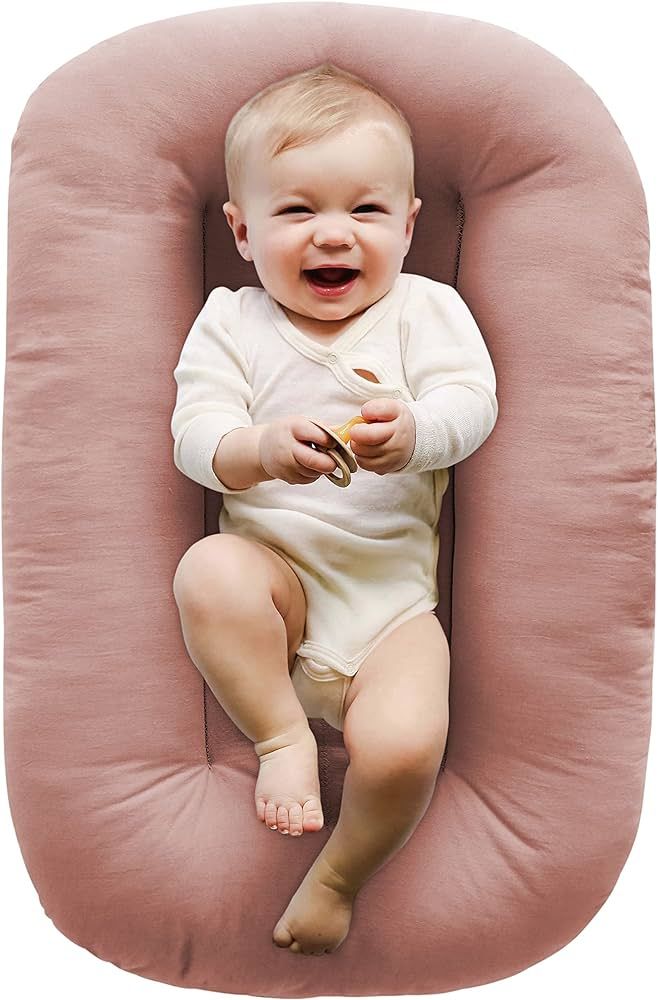 Boxigo 100% Organic Bare Baby Lounger and Infant Floor Seat Newborn Essentials Microfiber Fill, C... | Amazon (US)