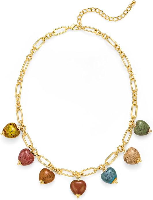 CLASSYZINT Gold Charm Necklace with Colorful Heart Pendant Boho Heart Necklace Heart Shape Beads ... | Amazon (US)